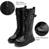 image:imageDADAWEN Boys Girls Knee High Boots Buckle Fashion Side Zipper Lace Up Combat Boots Winter Tall Riding Boots for ToddlerLittle KidBig KidBlack
