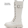 image:imageDADAWEN Boys Girls Knee High Boots Buckle Fashion Side Zipper Lace Up Combat Boots Winter Tall Riding Boots for ToddlerLittle KidBig KidWhite