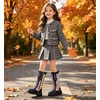 image:imageDADAWEN Boys Girls Riding Boots Knee High Kids Sparkly Rainbow LaceUp Waterproof Side Zipper Mid Calf Combat Winter Boots for ToddlerLittle KidBig KidBlack