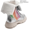 image:imageDADAWEN Boys Girls Riding Boots Knee High Kids Sparkly Rainbow LaceUp Waterproof Side Zipper Mid Calf Combat Winter Boots for ToddlerLittle KidBig KidSilver