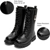 image:imageDADAWEN Boys Girls Knee High Boots Fashion Buckle Side Zipper Lace Up Mid Calf Combat Boots Tall Riding Boots for ToddlerLittle KidBig KidBlack