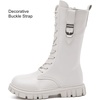 image:imageDADAWEN Boys Girls Knee High Boots Fashion Buckle Side Zipper Lace Up Mid Calf Combat Boots Tall Riding Boots for ToddlerLittle KidBig KidWhite