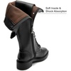 image:imageDADAWEN Womens Knee High Combat Boots with Side Zipper Low Chunky Heel Lace Up Fashion Buckle Fall Long Tall Riding Boots for WomenBlack