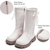 image:imageDADAWEN Girls Faux Fur Lining Knee High Boots Fashion Bow Pearl Side Zipper Winter Tall Riding Boots for ToddlerLittle KidBig KidCream White