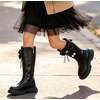 image:imageDADAWEN Girls Faux Fur Lined Knee High Boots Fashion Bow Waterproof Side Zipper Winter Tall Riding Boots for ToddlerLittle KidBig KidBlack