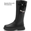 image:imageDADAWEN Girls Faux Fur Lined Knee High Boots Fashion Bow Waterproof Side Zipper Winter Tall Riding Boots for ToddlerLittle KidBig KidBlack