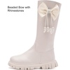 image:imageDADAWEN Girls Faux Fur Lined Knee High Boots Fashion Bow Waterproof Side Zipper Winter Tall Riding Boots for ToddlerLittle KidBig KidCream White