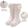 image:imageDADAWEN Girls Faux Fur Lined Knee High Boots Fashion Bow Waterproof Side Zipper Winter Tall Riding Boots for ToddlerLittle KidBig KidCream White