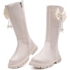 image:imageDADAWEN Girls Faux Fur Lined Knee High Boots Fashion Bow Waterproof Side Zipper Winter Tall Riding Boots for ToddlerLittle KidBig KidCream White