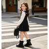 image:imageDADAWEN Girls Bow Ankle Boots Lace Beads Side Zipper Low Chunky Heel Fall Winter Dress Booties Shoes for ToddlerLittle KidsBig KidsBlack