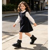 image:imageDADAWEN Girls Bow Ankle Boots Lace Beads Side Zipper Low Chunky Heel Fall Winter Dress Booties Shoes for ToddlerLittle KidsBig KidsBlack