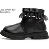 image:imageDADAWEN Girls Bow Ankle Boots Lace Beads Side Zipper Low Chunky Heel Fall Winter Dress Booties Shoes for ToddlerLittle KidsBig KidsBlack