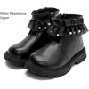 image:imageDADAWEN Girls Bow Ankle Boots Lace Beads Side Zipper Low Chunky Heel Fall Winter Dress Booties Shoes for ToddlerLittle KidsBig KidsBlack