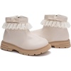 image:imageDADAWEN Girls Bow Ankle Boots Lace Beads Side Zipper Low Chunky Heel Fall Winter Dress Booties Shoes for ToddlerLittle KidsBig KidsCream White