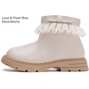 image:imageDADAWEN Girls Bow Ankle Boots Lace Beads Side Zipper Low Chunky Heel Fall Winter Dress Booties Shoes for ToddlerLittle KidsBig KidsCream White