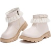 image:imageDADAWEN Girls Bow Ankle Boots Lace Beads Side Zipper Low Chunky Heel Fall Winter Dress Booties Shoes for ToddlerLittle KidsBig KidsCream White