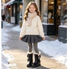 image:imageDADAWEN Girls Winter Warm Snow Boots Mid Calf Winter Riding BootsBlack