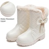 image:imageDADAWEN Girls Winter Warm Snow Boots Mid Calf Winter Riding BootsWhite