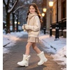 image:imageDADAWEN Girls Winter Warm Snow Boots Mid Calf Winter Riding BootsWhite