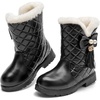 image:imageDADAWEN Girls Winter Warm Snow Boots Mid Calf Winter Riding BootsBlack