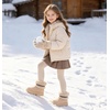 image:imageDADAWEN Boys Girls Snow Boots Suede Warm Faux Fur Lined Waterproof Anti Slip Outdoor Winter Boots for ToddlerLittleKidBig KidBeige