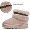 image:imageDADAWEN Boys Girls Snow Boots Suede Warm Faux Fur Lined Waterproof Anti Slip Outdoor Winter Boots for ToddlerLittleKidBig KidBeige