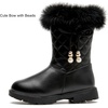 image:imageDADAWEN Girls Faux Fur Lined Knee High Winter Riding Boots Fashion Bow Waterproof Side Zipper Warm Snow Boots for ToddlerLittle KidBig KidBlack