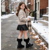 image:imageDADAWEN Girls Faux Fur Lined Knee High Winter Riding Boots Fashion Bow Waterproof Side Zipper Warm Snow Boots for ToddlerLittle KidBig KidBlack