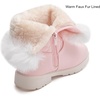 image:imageDADAWEN Girls Faux Fur Lined Knee High Winter Riding Boots Fashion Bow Waterproof Side Zipper Warm Snow Boots for ToddlerLittle KidBig KidPink