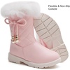 image:imageDADAWEN Girls Faux Fur Lined Knee High Winter Riding Boots Fashion Bow Waterproof Side Zipper Warm Snow Boots for ToddlerLittle KidBig KidPink