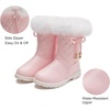 image:imageDADAWEN Girls Faux Fur Lined Knee High Winter Riding Boots Fashion Bow Waterproof Side Zipper Warm Snow Boots for ToddlerLittle KidBig KidPink