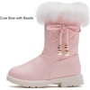 image:imageDADAWEN Girls Faux Fur Lined Knee High Winter Riding Boots Fashion Bow Waterproof Side Zipper Warm Snow Boots for ToddlerLittle KidBig KidPink