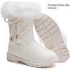 image:imageDADAWEN Girls Faux Fur Lined Knee High Winter Riding Boots Fashion Bow Waterproof Side Zipper Warm Snow Boots for ToddlerLittle KidBig KidWhite