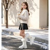 image:imageDADAWEN Girls Faux Fur Lined Knee High Winter Riding Boots Fashion Bow Waterproof Side Zipper Warm Snow Boots for ToddlerLittle KidBig KidWhite