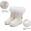 image:imageDADAWEN Girls Faux Fur Lined Knee High Winter Riding Boots Fashion Bow Waterproof Side Zipper Warm Snow Boots for ToddlerLittle KidBig KidWhite