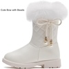 image:imageDADAWEN Girls Faux Fur Lined Knee High Winter Riding Boots Fashion Bow Waterproof Side Zipper Warm Snow Boots for ToddlerLittle KidBig KidWhite