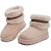 image:imageDADAWEN Boys Girls Snow Boots Suede Warm Faux Fur Lined Waterproof Anti Slip Outdoor Winter Boots for ToddlerLittleKidBig KidBeige