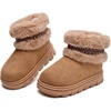 image:imageDADAWEN Boys Girls Snow Boots Suede Warm Faux Fur Lined Waterproof Anti Slip Outdoor Winter Boots for ToddlerLittleKidBig KidBrown