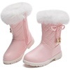 image:imageDADAWEN Girls Faux Fur Lined Knee High Winter Riding Boots Fashion Bow Waterproof Side Zipper Warm Snow Boots for ToddlerLittle KidBig KidPink