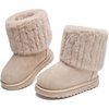 image:imageDADAWEN Boys Girls Snow Boots Suede WaterResistant Warm Faux Fur Lined Slip On Outdoor Winter Shoes for ToddlerLittle KidBig KidBeige