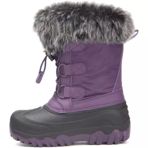 Outee Toddler Kids Waterproof Warm Snow Winter Boots with Fur Lined Faux
