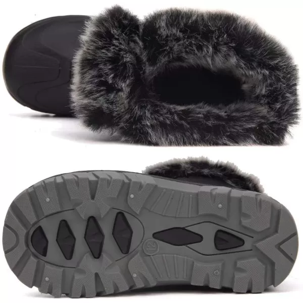 Outee Toddler Kids Waterproof Warm Snow Winter Boots with Fur Lined Faux