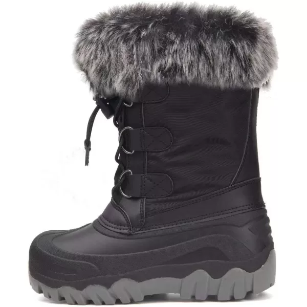 Outee Toddler Kids Waterproof Warm Snow Winter Boots with Fur Lined Faux