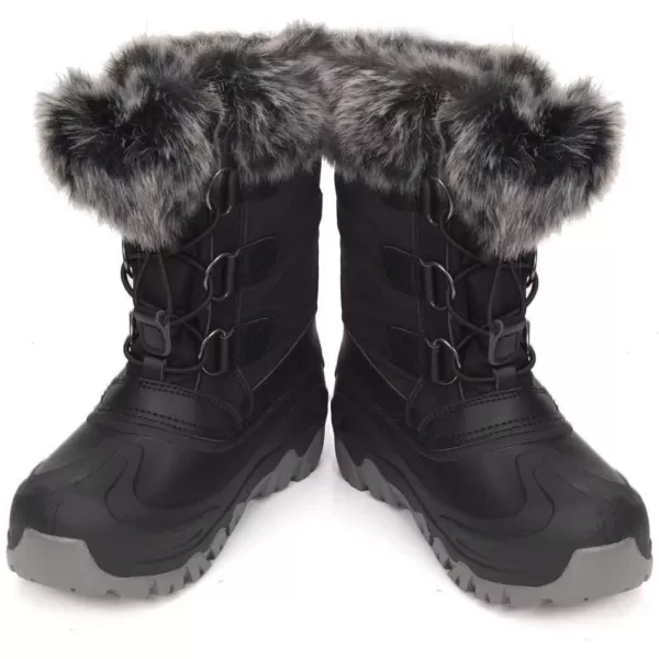 Outee Toddler Kids Waterproof Warm Snow Winter Boots with Fur Lined Faux
