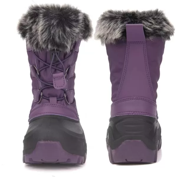 Outee Toddler Kids Waterproof Warm Snow Winter Boots with Fur Lined Faux