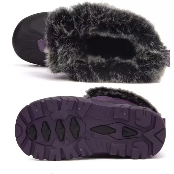 Outee Toddler Kids Waterproof Warm Snow Winter Boots with Fur Lined Faux