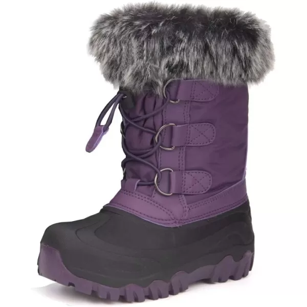 Outee Toddler Kids Waterproof Warm Snow Winter Boots with Fur Lined Faux