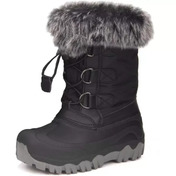 Outee Toddler Kids Waterproof Warm Snow Winter Boots with Fur Lined Faux