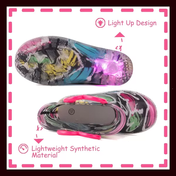 Outee Toddler Kids Adorable Lightwight Waterproof Rain Boots Light Up by Steps