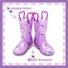 imageOutee Toddler Kids Adorable Lightwight Waterproof Rain Boots Light Up by StepsLight Up Purple
